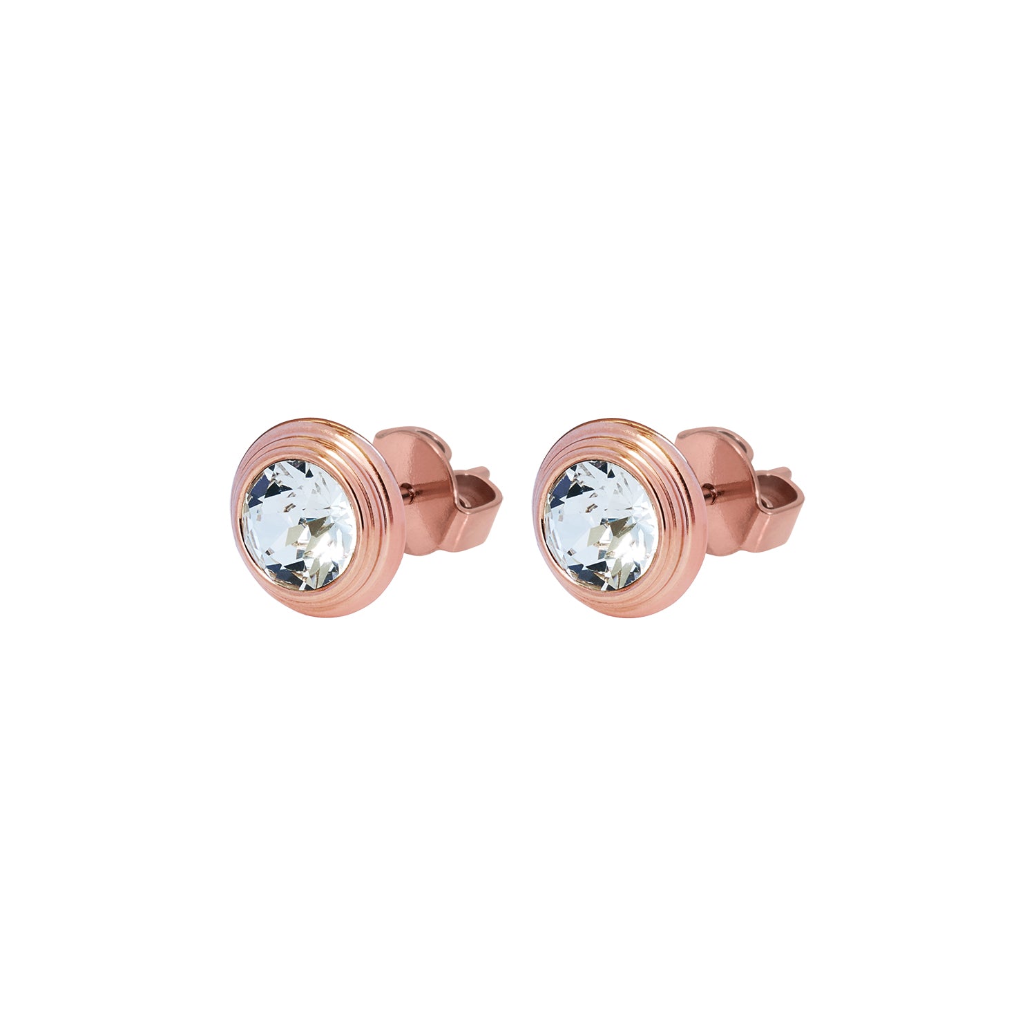 Oroli Ear Studs  0.39" - Rose Gold blue shade