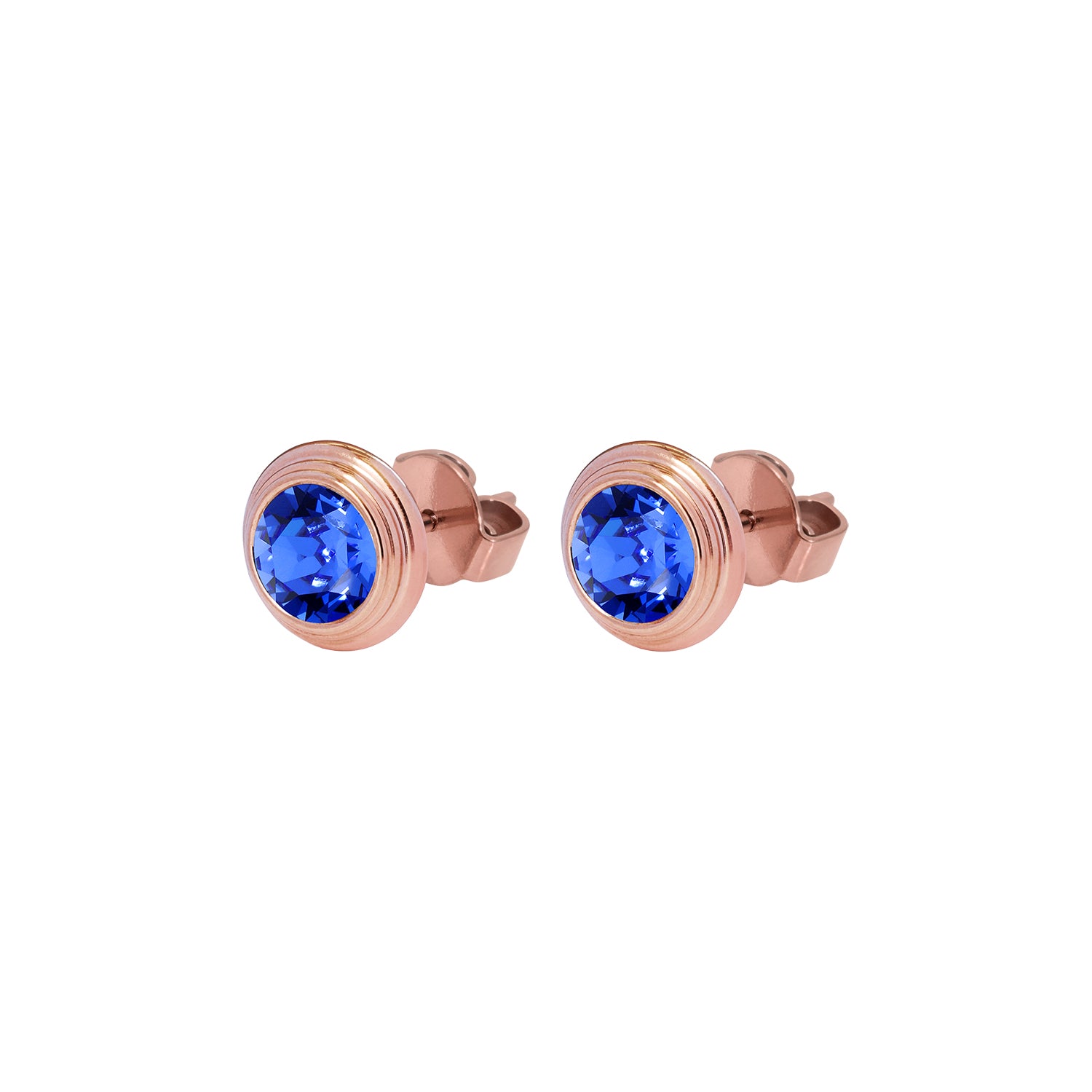 Oroli Ear Studs  0.39" - Rose Gold sapphire