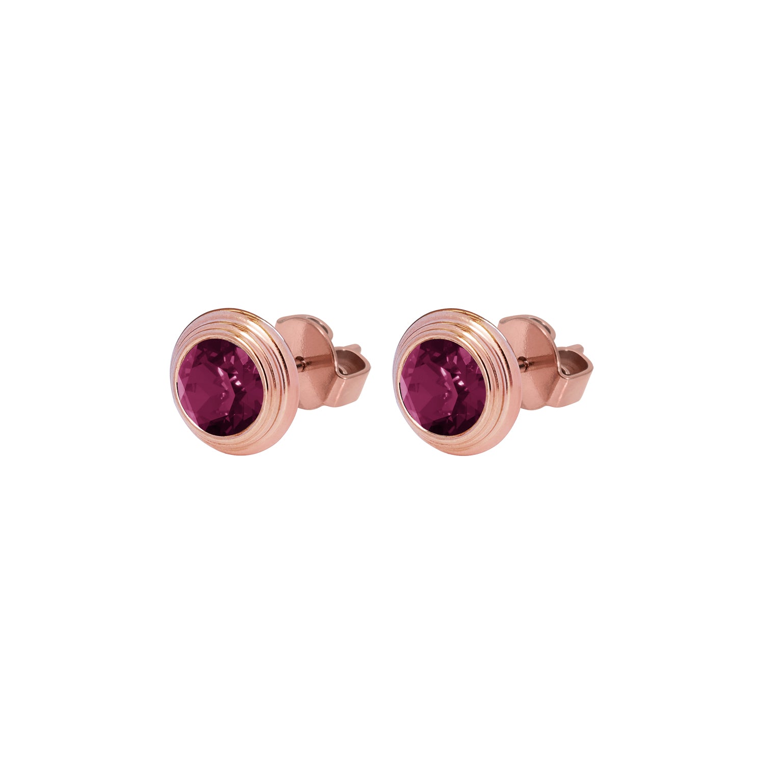 Oroli Ear Studs  0.39" - Rose Gold amethyst