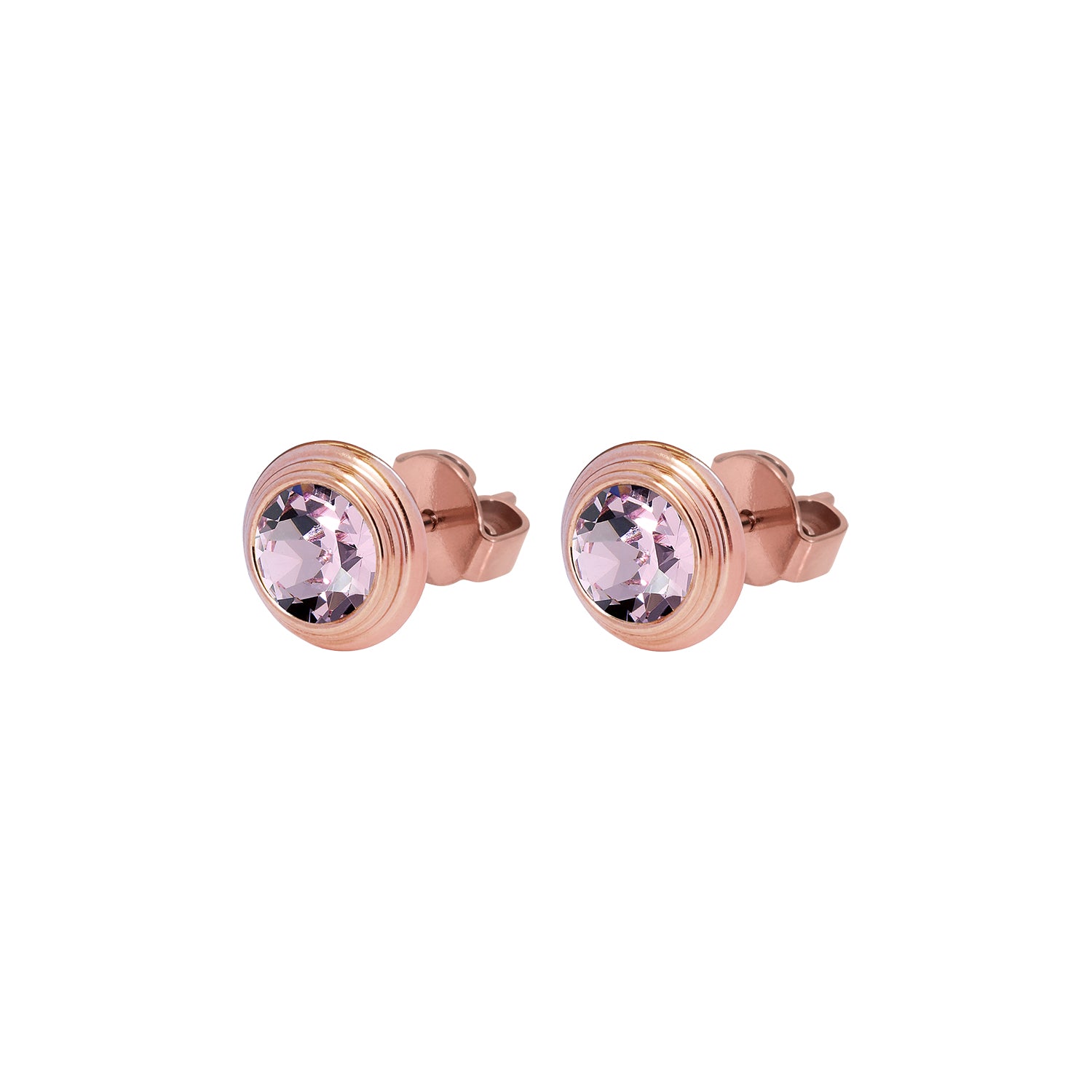 Oroli Ear Studs  0.39" - Rose Gold light amethyst