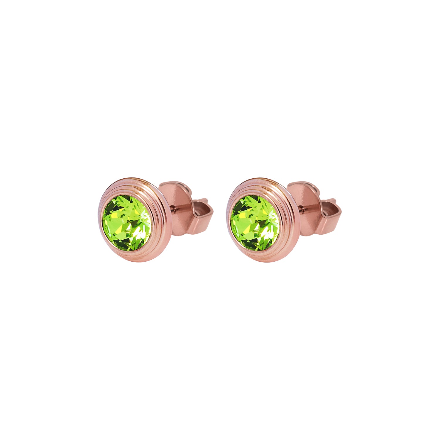 Oroli Ear Studs  0.39" - Rose Gold Citrus Green