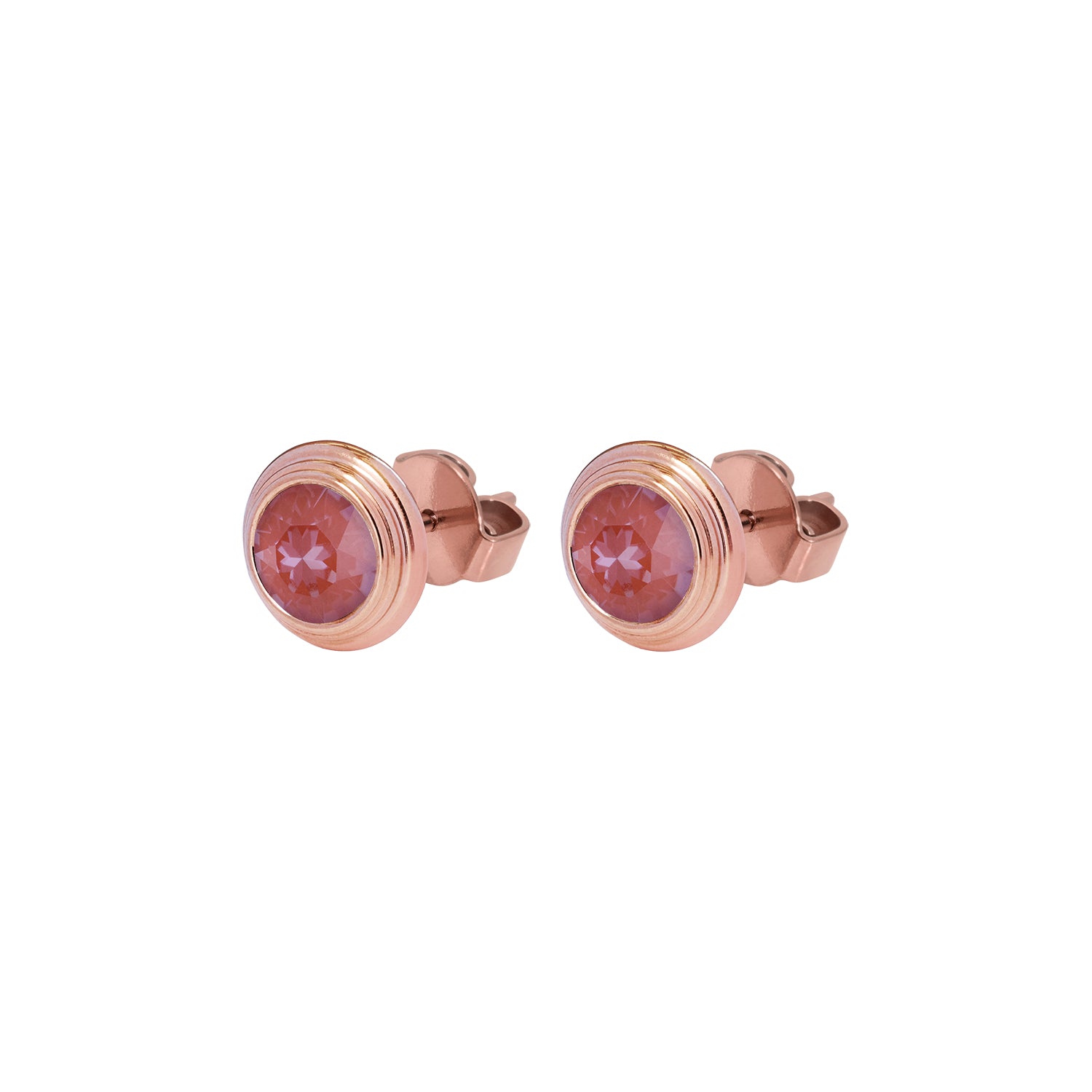 Oroli Ear Studs  0.39" - Rose Gold Crystal Maroon ignite