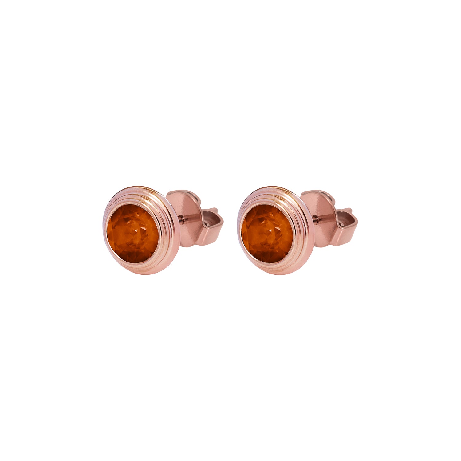 Oroli Ear Studs  0.39" - Rose Gold smoked topaz