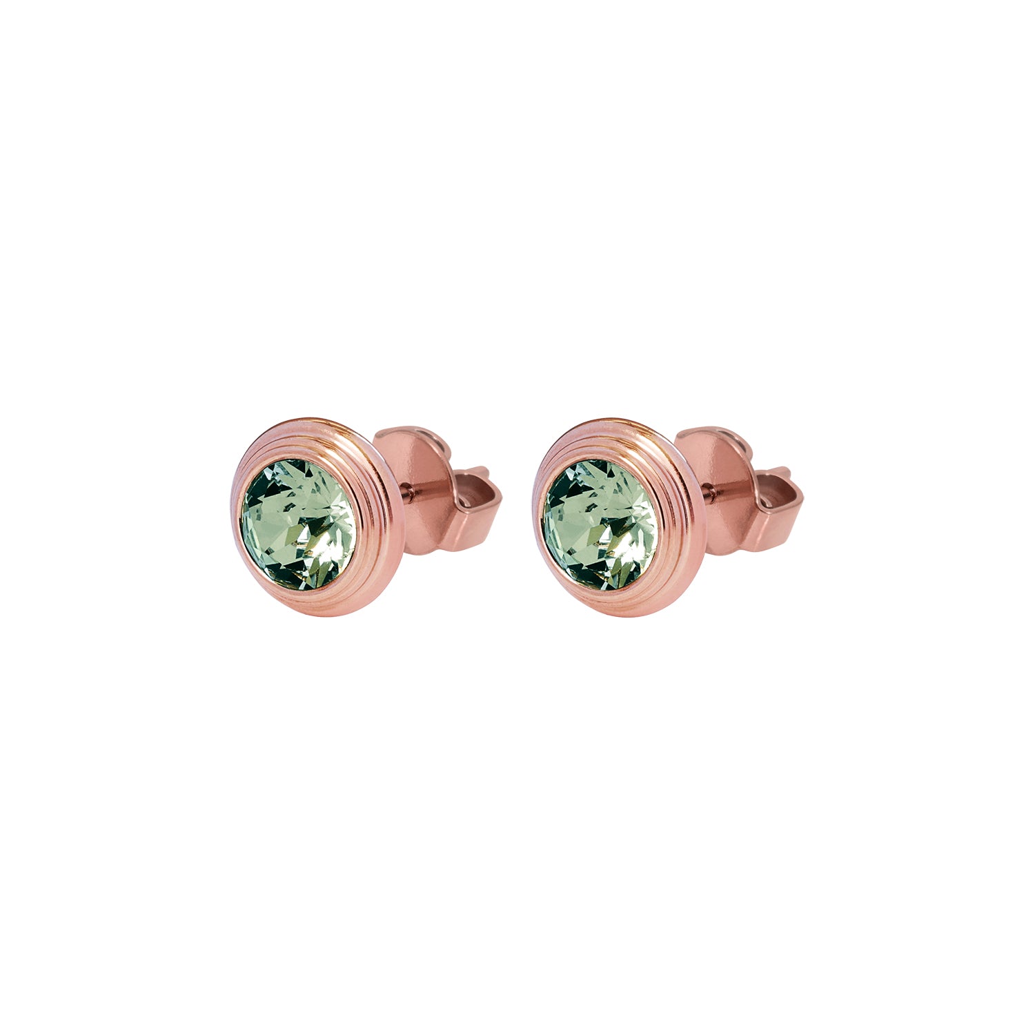 Oroli Ear Studs  0.39" - Rose Gold black diamond