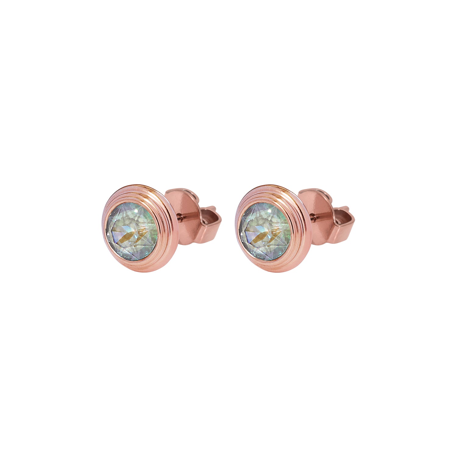 Oroli Ear Studs  0.39" - Rose Gold Crystal Serene Gray Delite