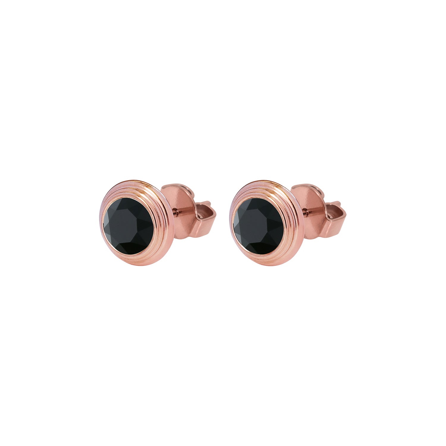 Oroli Ear Studs  0.39" - Rose Gold jet