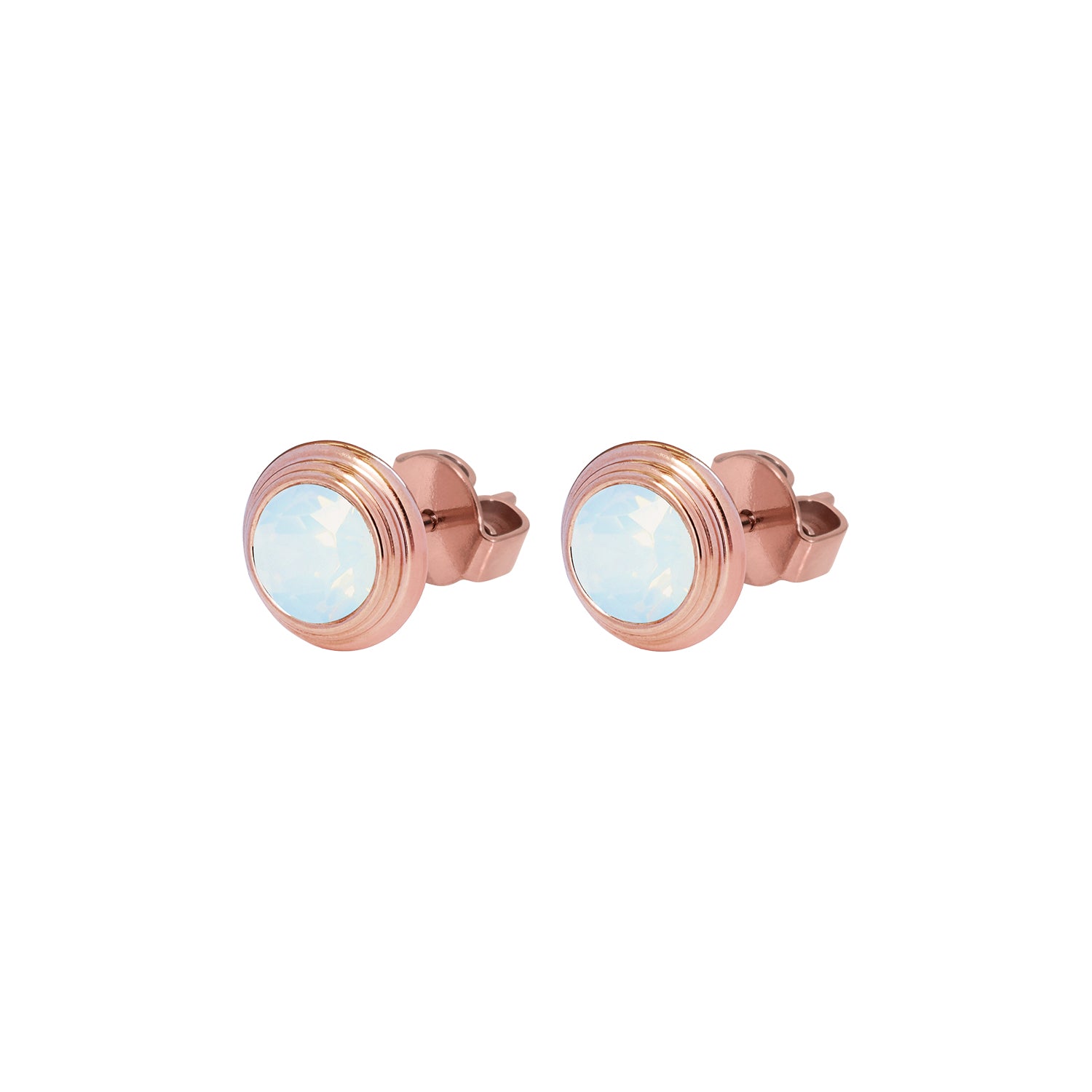 Oroli Ear Studs  0.39" - Rose Gold white opal