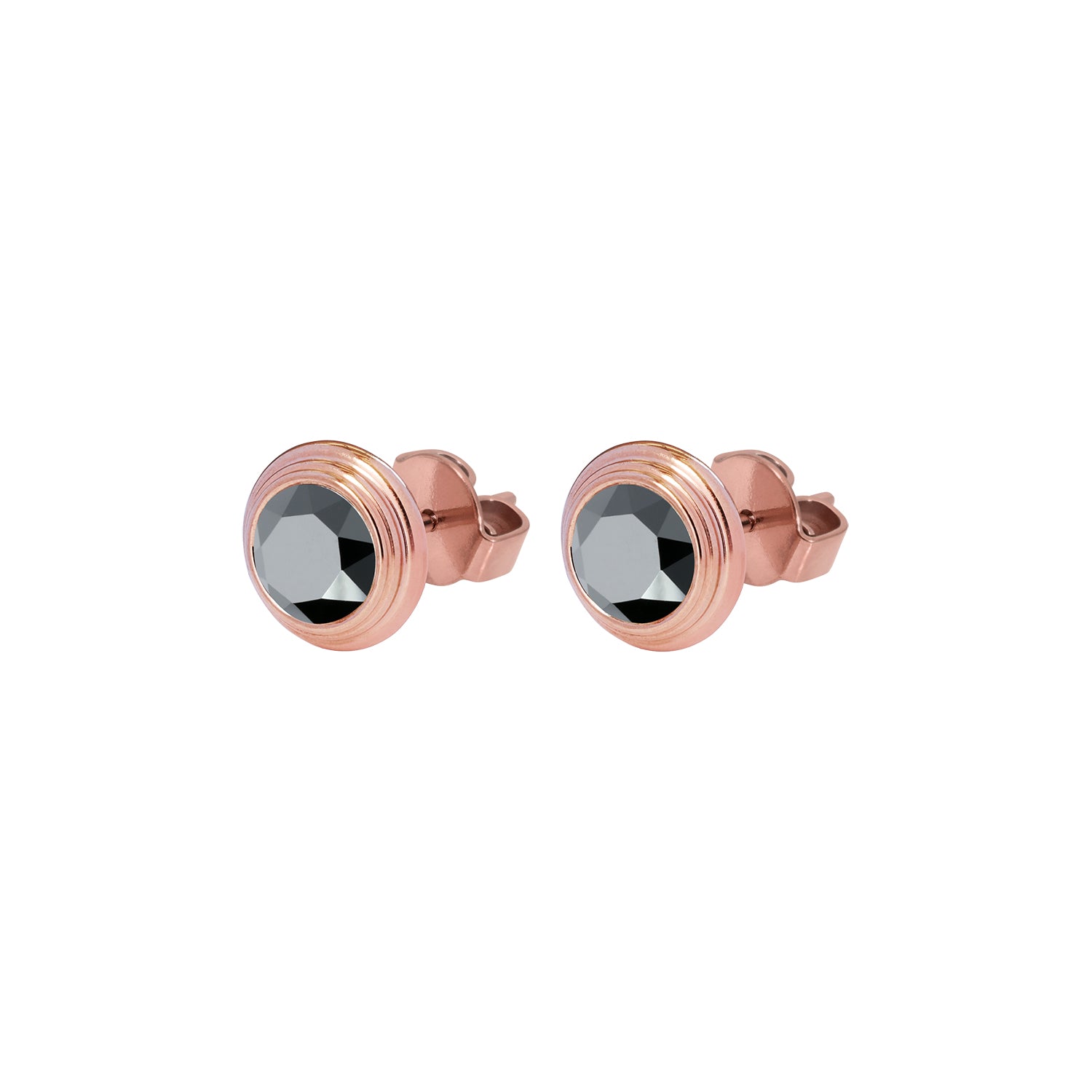 Oroli Ear Studs  0.39" - Rose Gold jet hematite