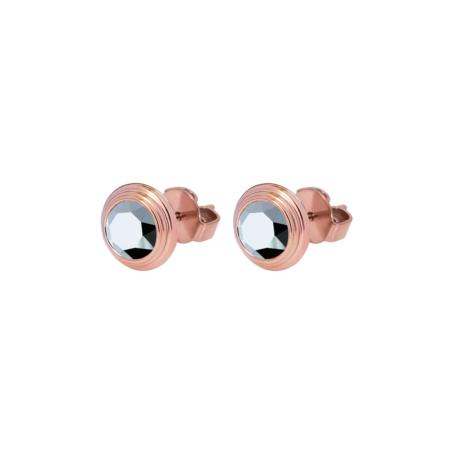 Oroli Ear Studs  0.39" - Rose Gold crystal labrador