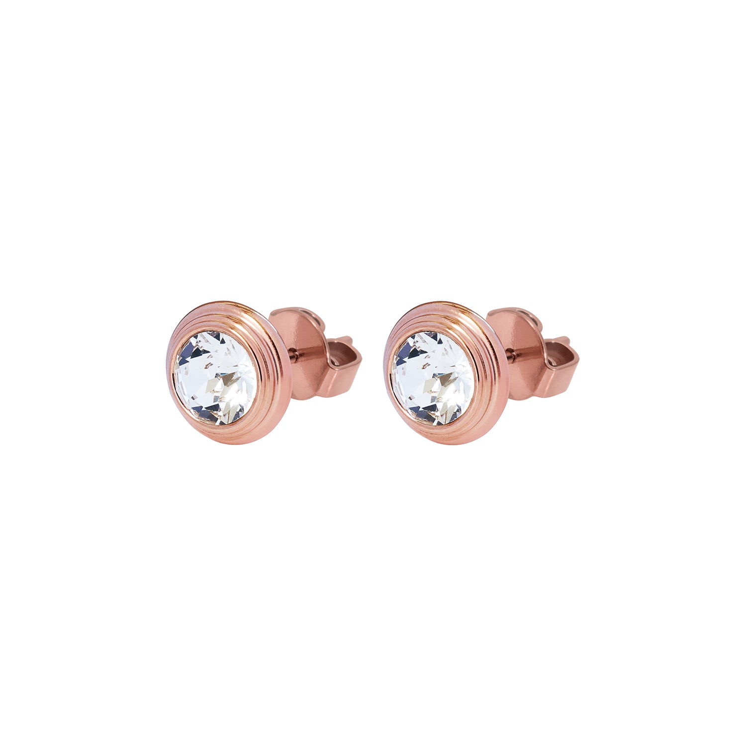 Oroli Ear Studs  0.39" - Rose Gold crystal