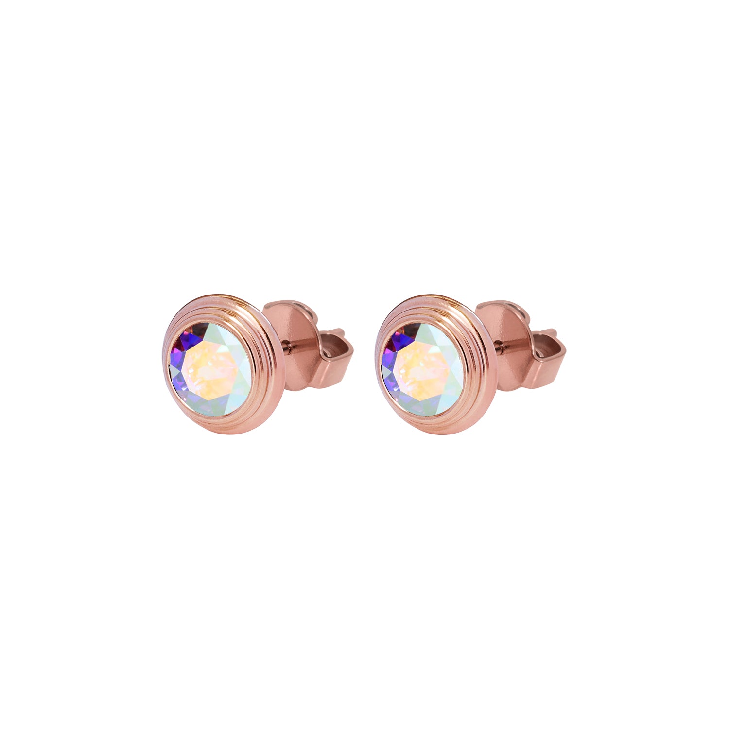 Oroli Ear Studs  0.39" - Rose Gold crystal aurora boreale