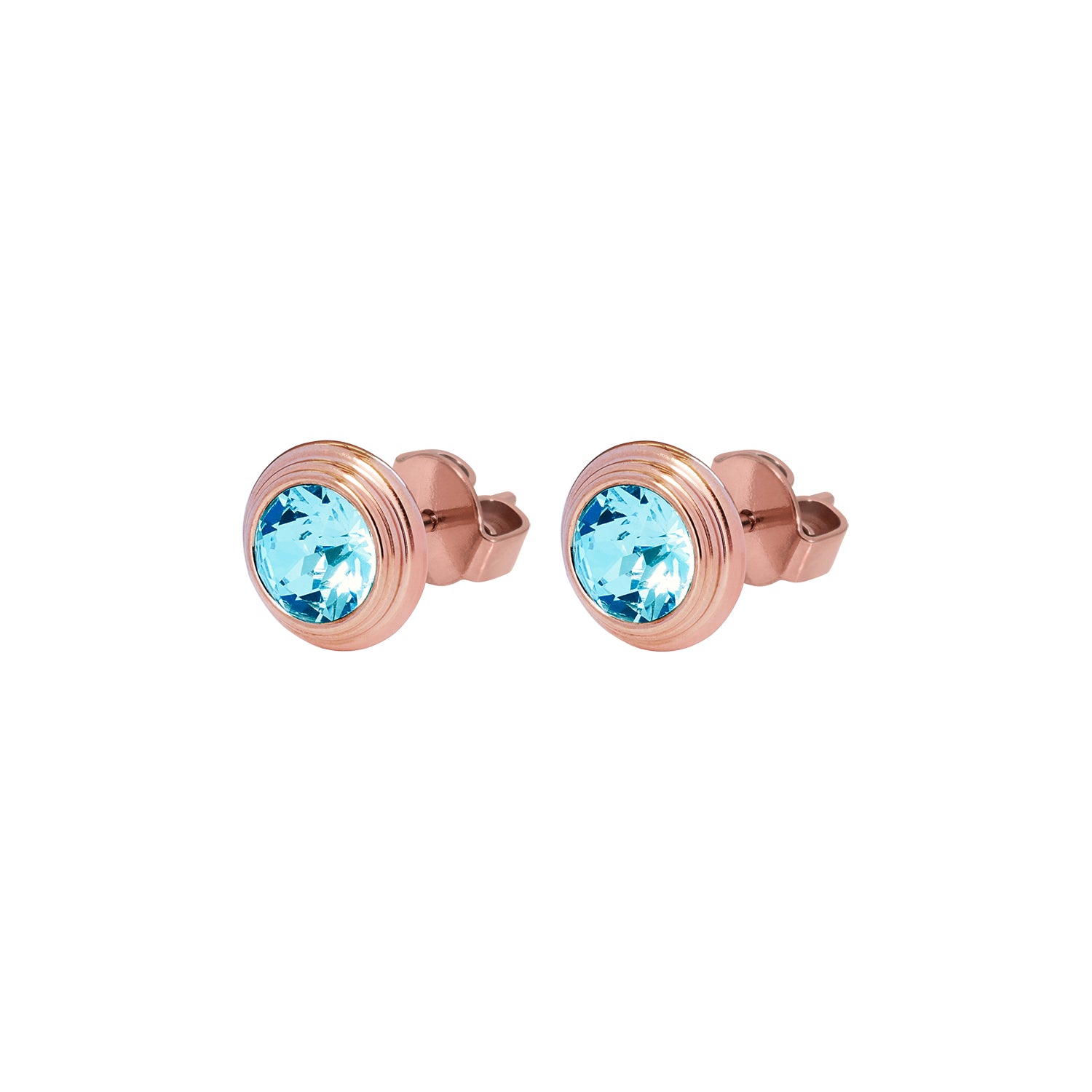 Oroli Ear Studs  0.39" - Rose Gold aquamarine