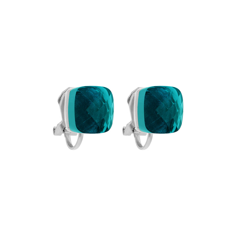 Firenze Ear Clip Silver Blue Zircon