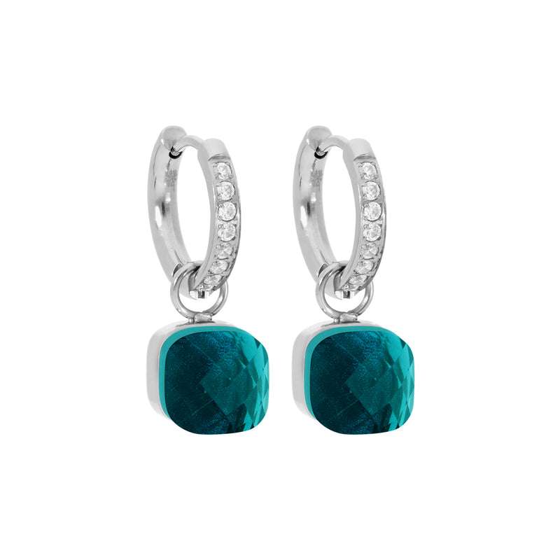 Firenze Deluxe Earring - Silver Blue Zircon