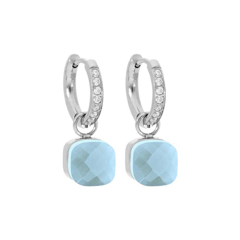 Firenze Deluxe Earring - Silver Air Blue Opal