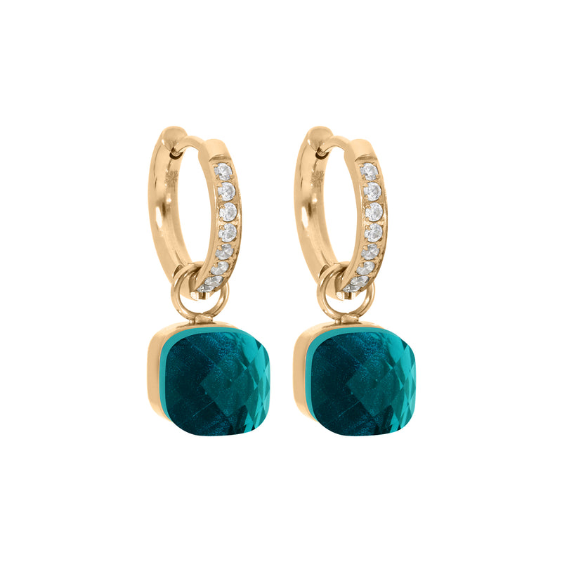 Firenze Deluxe Earring - Gold Blue Zircon