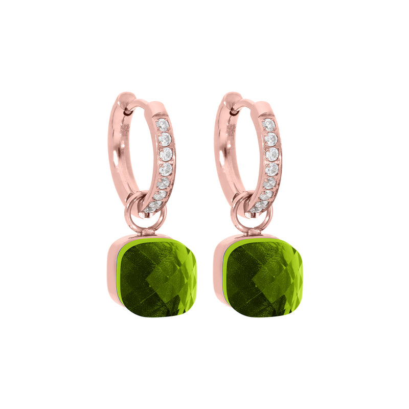 Firenze Deluxe Earring - Rose Gold Fern Green