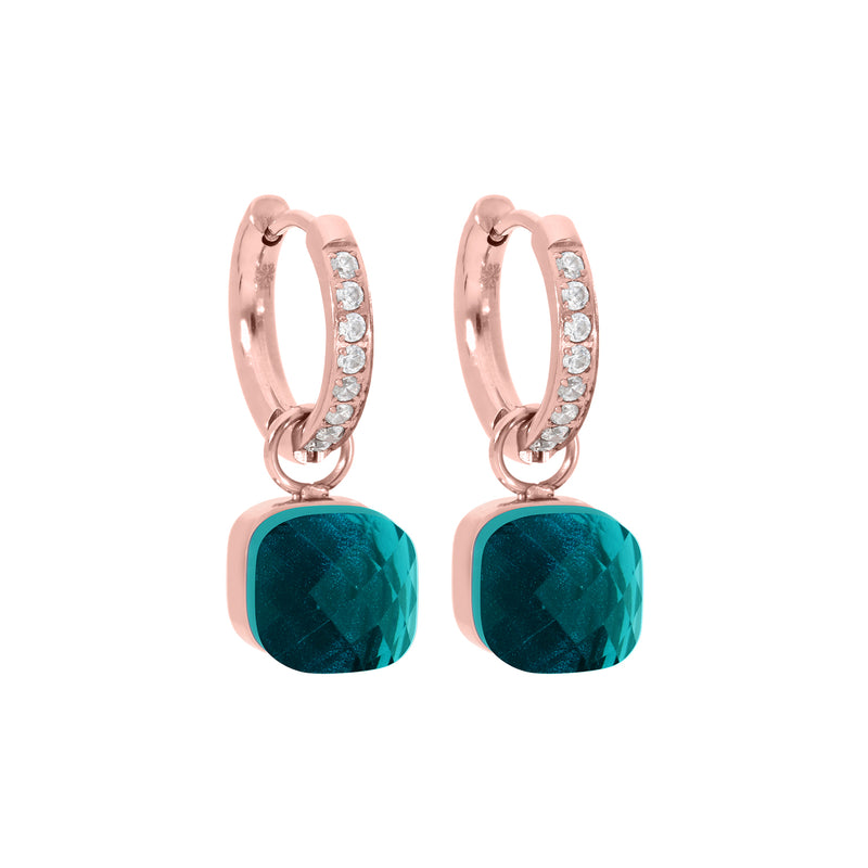 Firenze Deluxe Earring - Rose Gold Blue Zircon
