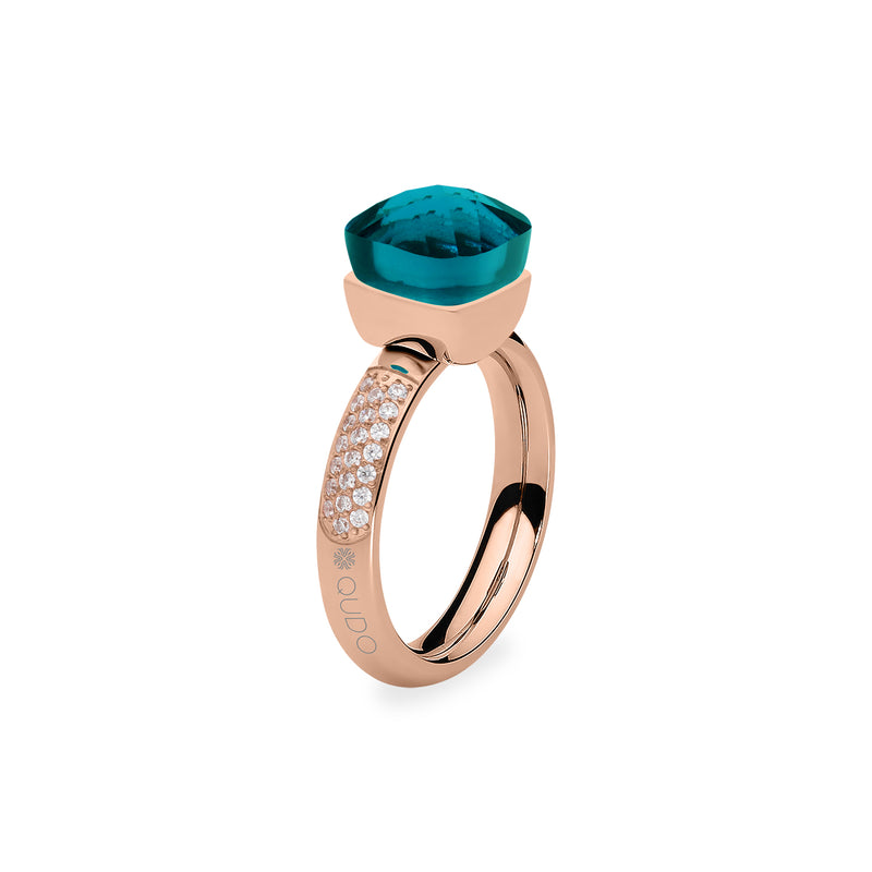 Firenze Deluxe Ring - Shades of Blue - Rose Gold Blue Zircon / 6