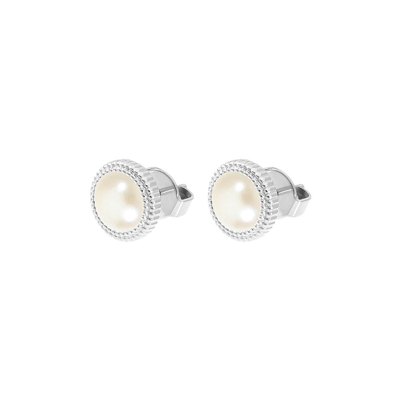 Fabero Flat Stud Earring 0.39" - Silver