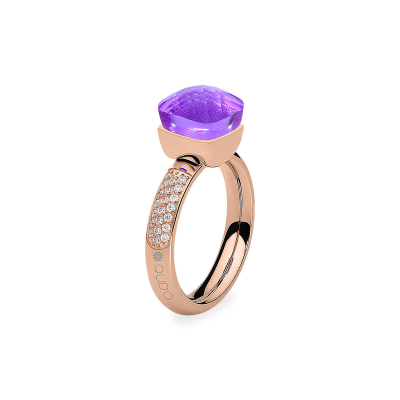 Firenze Deluxe Ring - Shades of Red & Purple - Rose Gold
