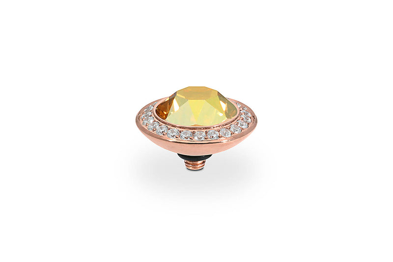 Tondo Deluxe Top crystal bordered 13mm - Rose Gold