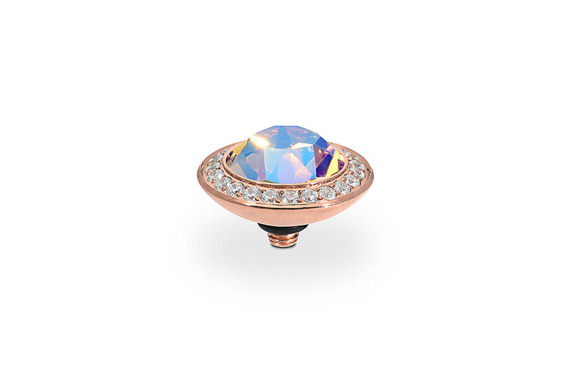 Tondo Deluxe Top crystal bordered 13mm - Rose Gold