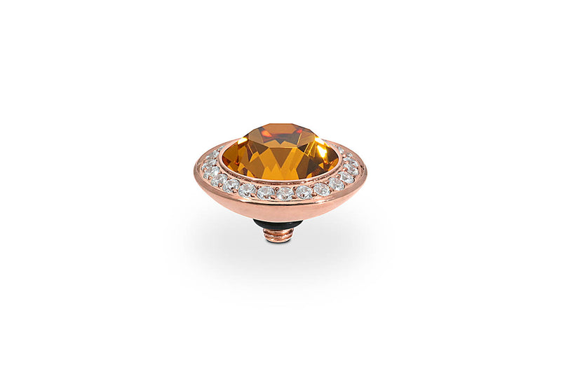 Tondo Deluxe Top crystal bordered 13mm - Rose Gold