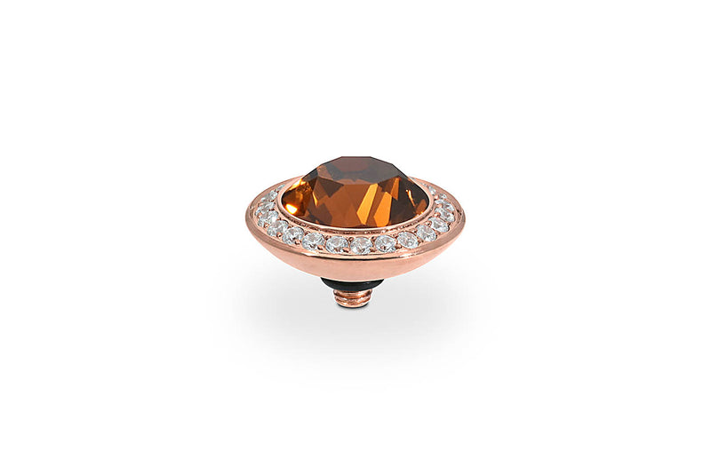 Tondo Deluxe Top crystal bordered 13mm - Rose Gold